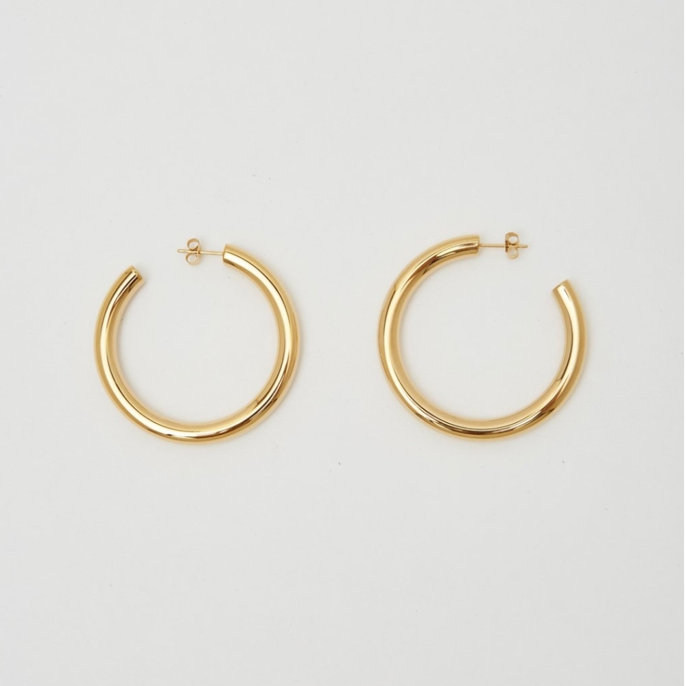 Bagatiba Large Gold Hollow Hoops